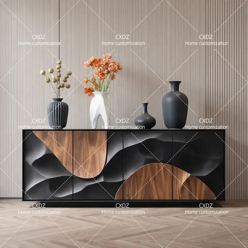 Light luxury art door cabinet household color matching drawer cabinet dining side cabinet design personalized locker living