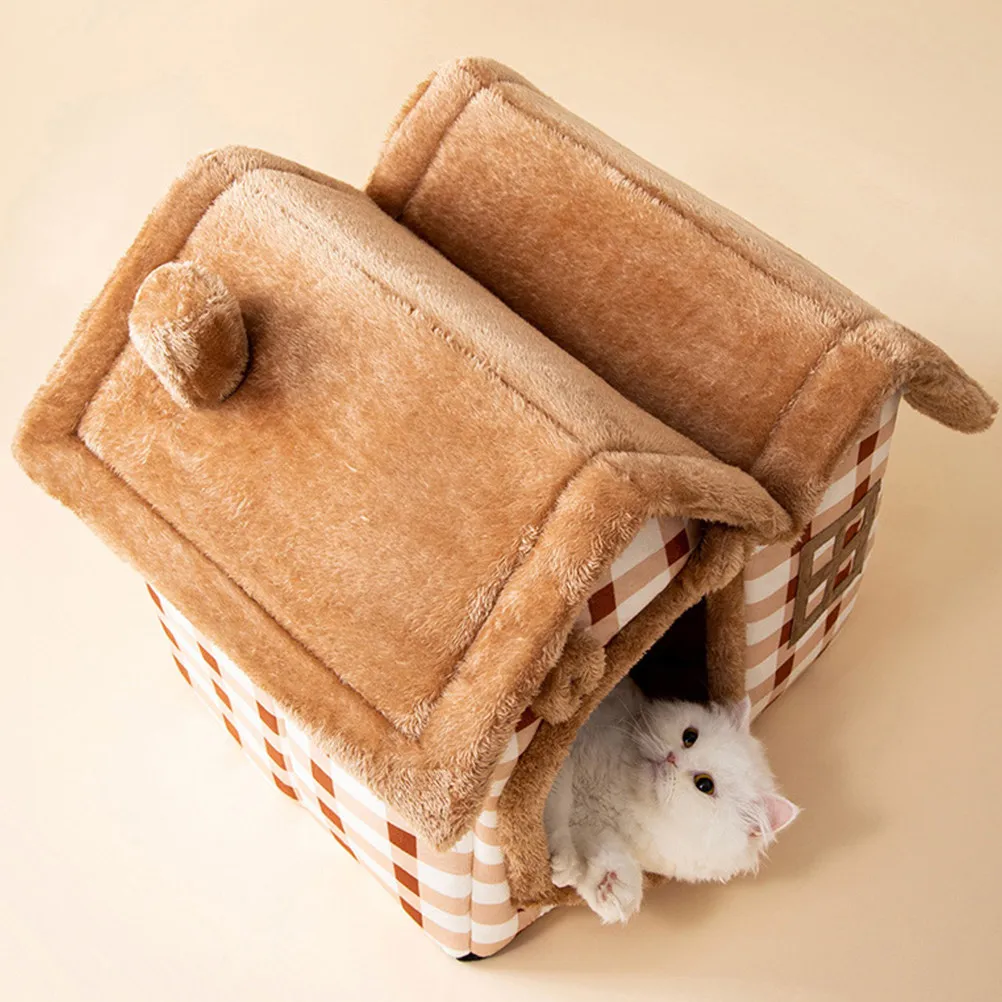 

House Indoor Soft Warm Cat Dog Nest Removable Washable Sleeping Bed Comfortable Small Pet House Universal Cat Nest