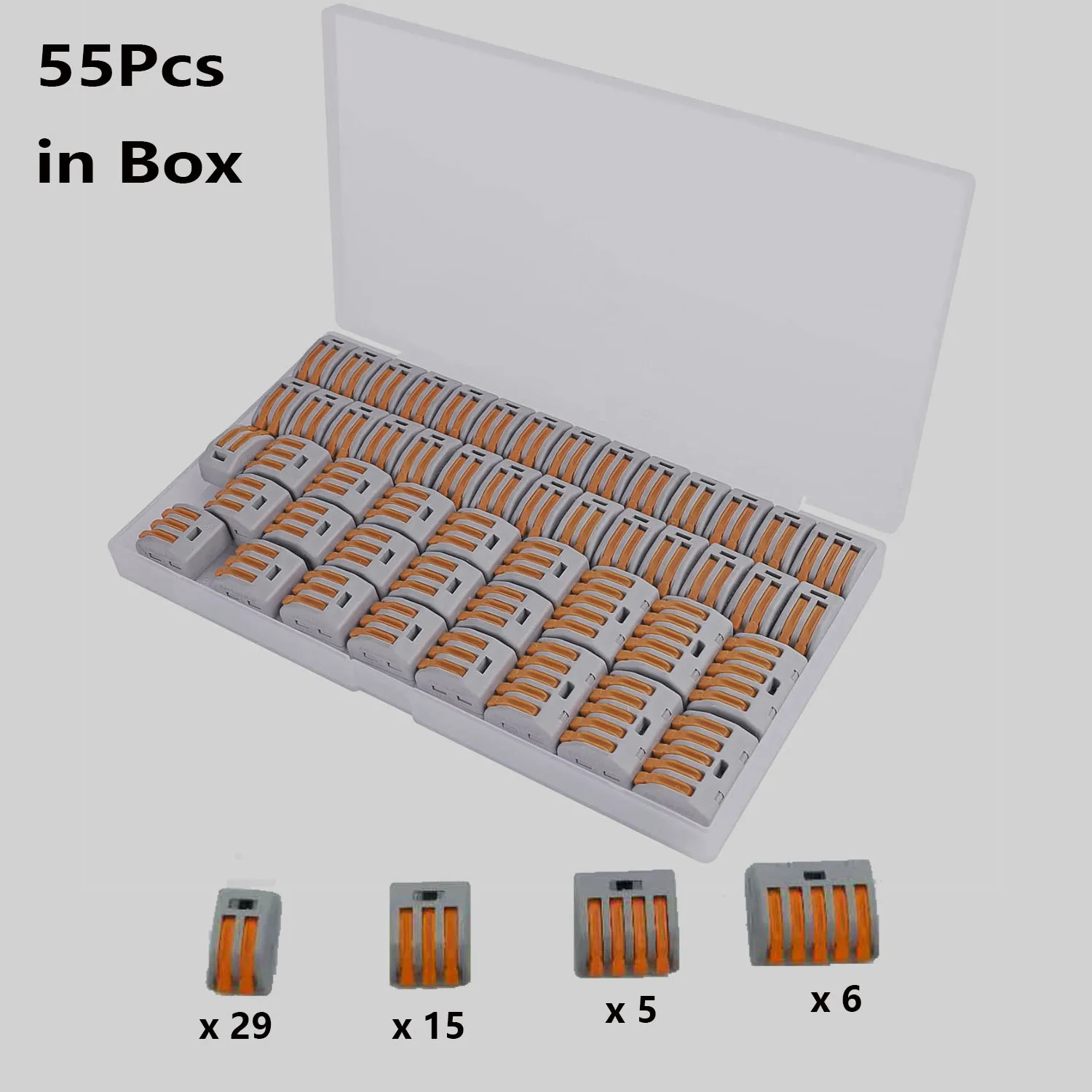 50/55/100/110PCS Lever Wire Connectors Kit, Compacte Splicing Wire Snelle Verbindingsterminal Elektrische Connectoren 2/3/5 Poort - afbeelding 1