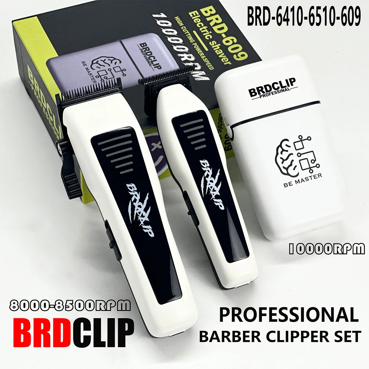 BRDCLIP Professional Men's Hair Clipper 6410 DLC FADE Full Steel Blade Barbershop 10000RPM Shaver 609 Hair Trimmer 6510