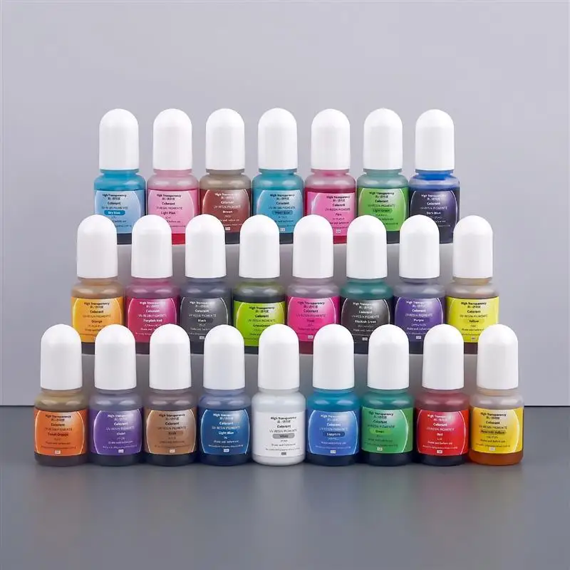 24 Colors Luminous Epoxy UV Resin Pigment Alcohol Ink Set Glowing in Dark Liquid Colorant Fluorescent Dye for DIY Jewelry Making