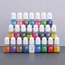 24 Colors Luminous Epoxy UV Resin Pigment Alcohol Ink Set Glowing in Dark Liquid Colorant Fluorescent Dye for DIY Jewelry Making