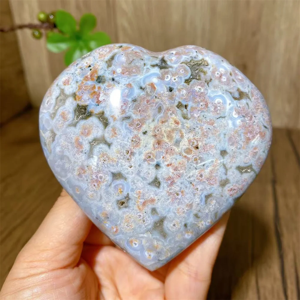 Natural Crystal Ocean Jasper Gem Heart Sorcerer Exorcism Meditation Cures Feng Shui Crystal Home Decoration