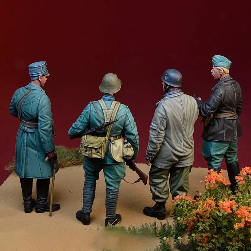 1/35 resin model of II soldiers (four no scenes), theme, unassembled and unassembled