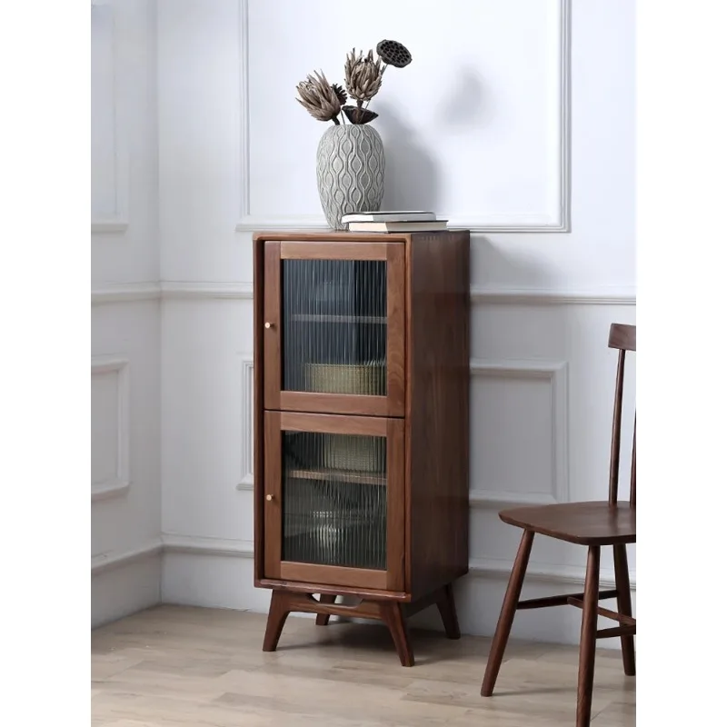 

Bucket cabinet, Nordic black walnut wood sideboard, storage cabinet, solid wood tea cabinet, sofa corner sideboard