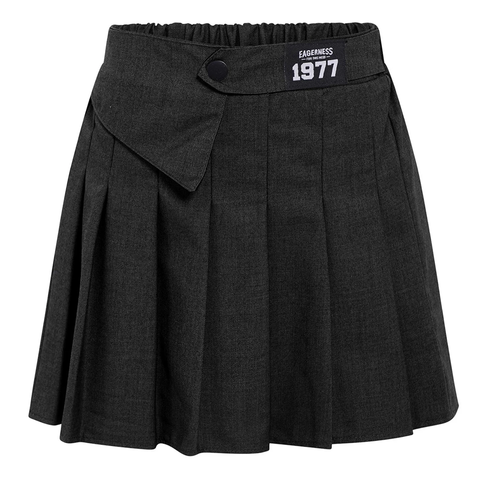 

Kids Girls Pleated Skirt School Uniform High Waist Elastic Back Waistband A-Line Miniskirt with Built-in Shorts Casual Clothes