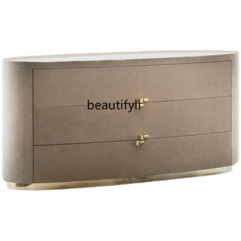 

HJ Chest of Drawers Marble Countertop Locker Embossed Foyer Entrance Cabinet Film and Television Cabinet