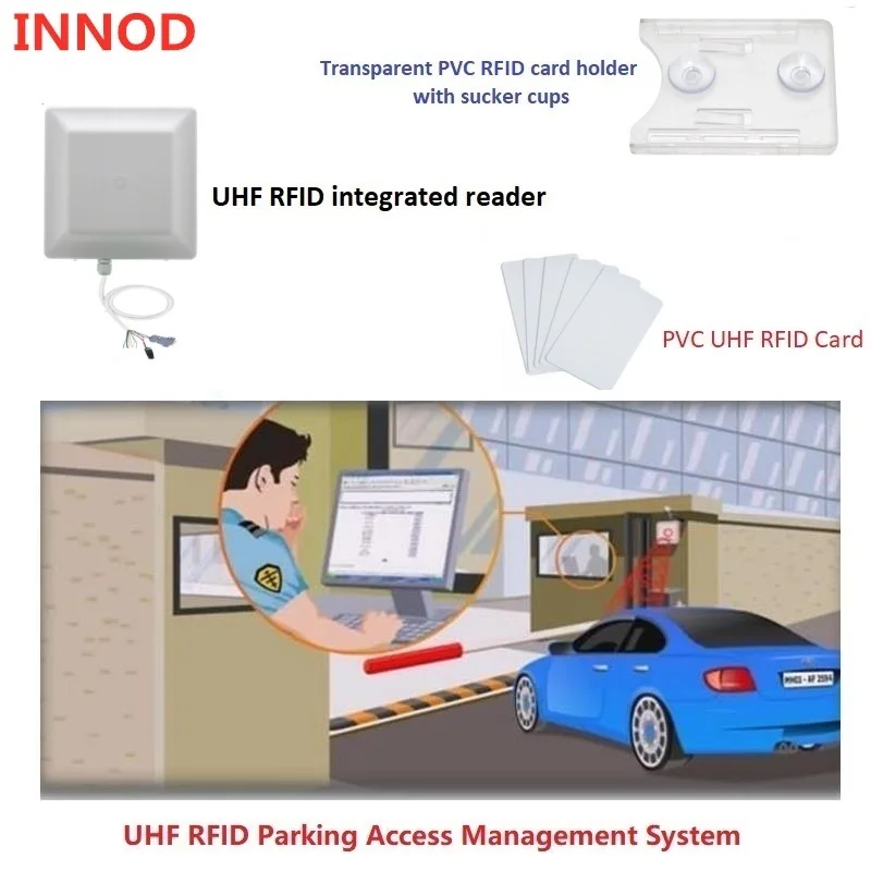 Gen2 uhf rfid reader integrated antenna 7dBi long range 1~8m with RS232 RS485 WG26 TCP/IP access control free C++ sdk