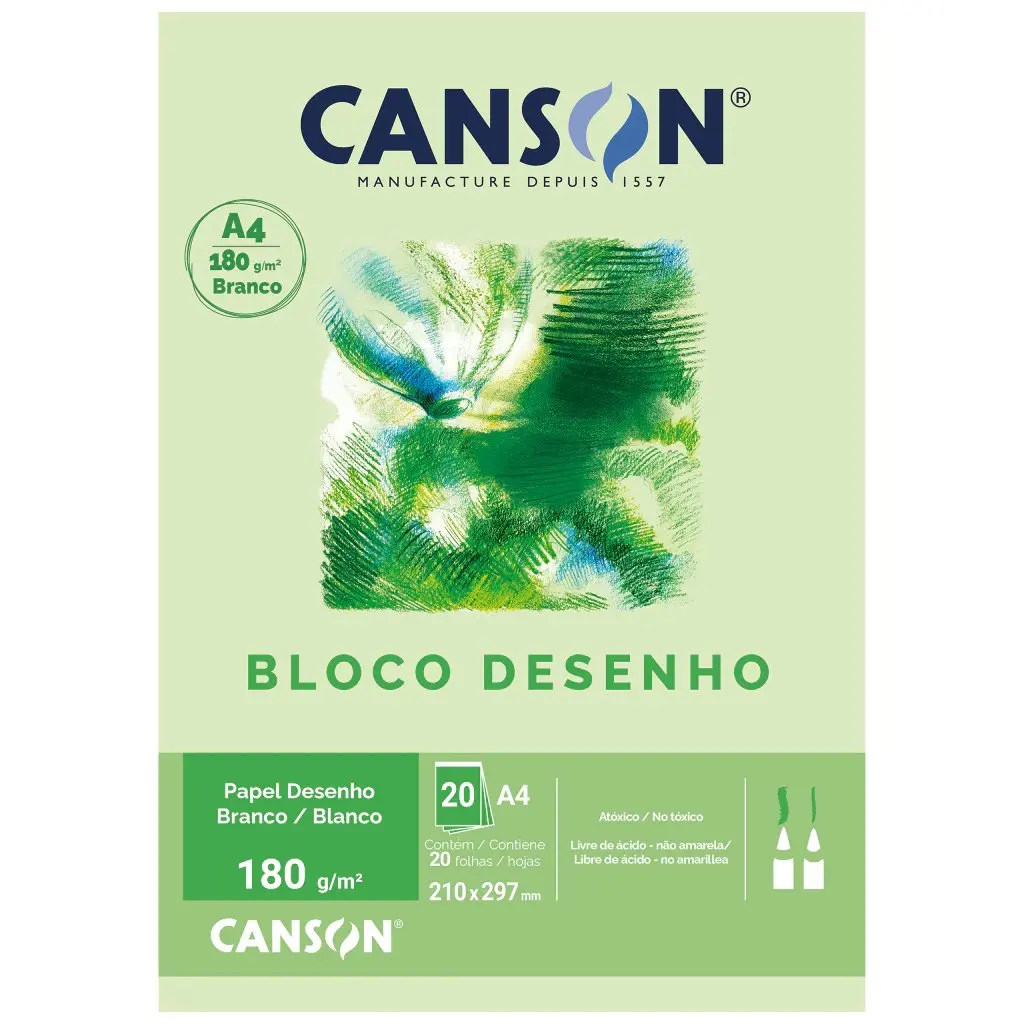 Block For Drawing Canson A4 White 180g/m² With 20 Sheets