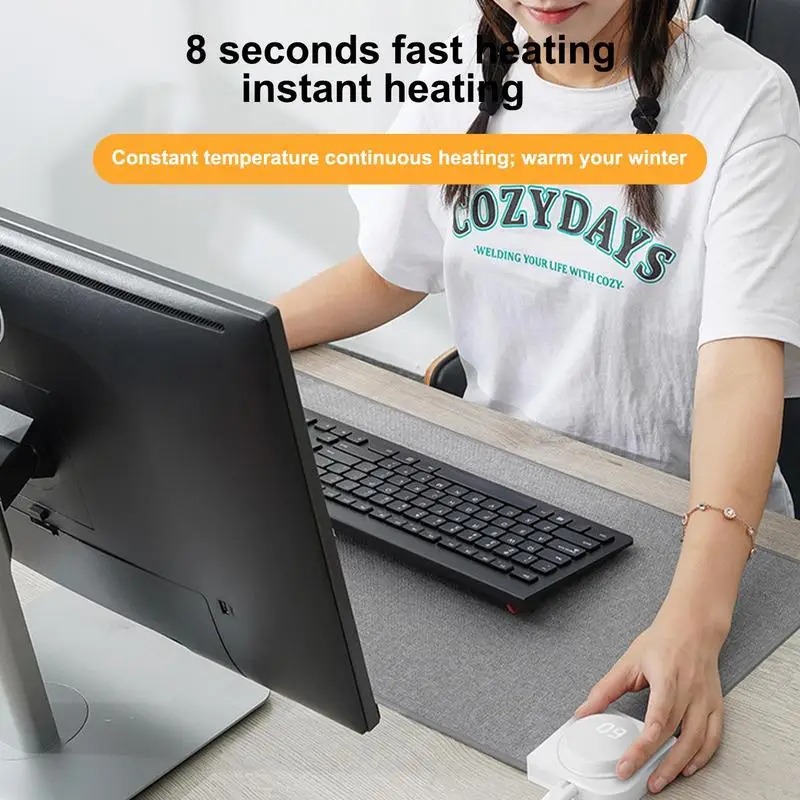 Electric Heated Desk Mat Adjustable Temperature Heating Table Mat USB Heated Mat Thermostatically Digital Display Warm Desk Mat