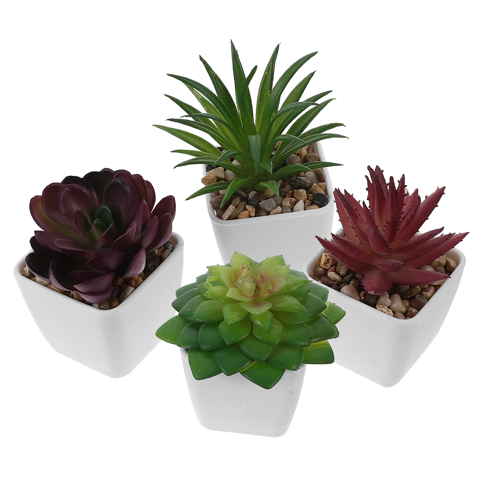 

4 Pcs Artificial Succulents Small Size Decorative Cactus Faux Plants Home Garden Potted Plants Artificial Decor Landscape Bonsai