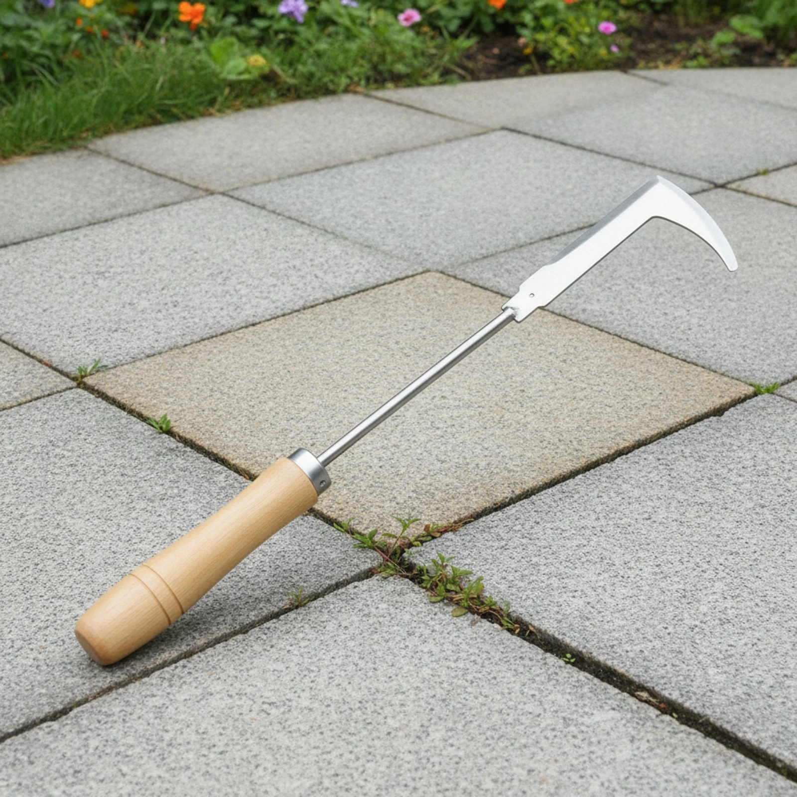 Crack Vegetation Removal Tool Handheld Weeder with Wooden Handle for Gardeners, Walkway, Patio