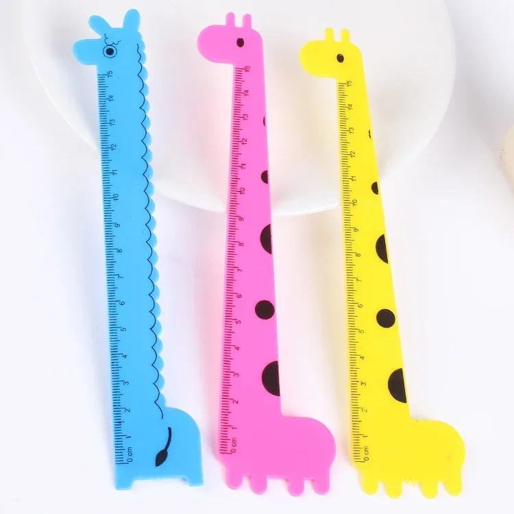 10pcs Creative Giraffe Ruler Children's Cute Cartoon Animal Students Plastic Ruler Stationery Prizes