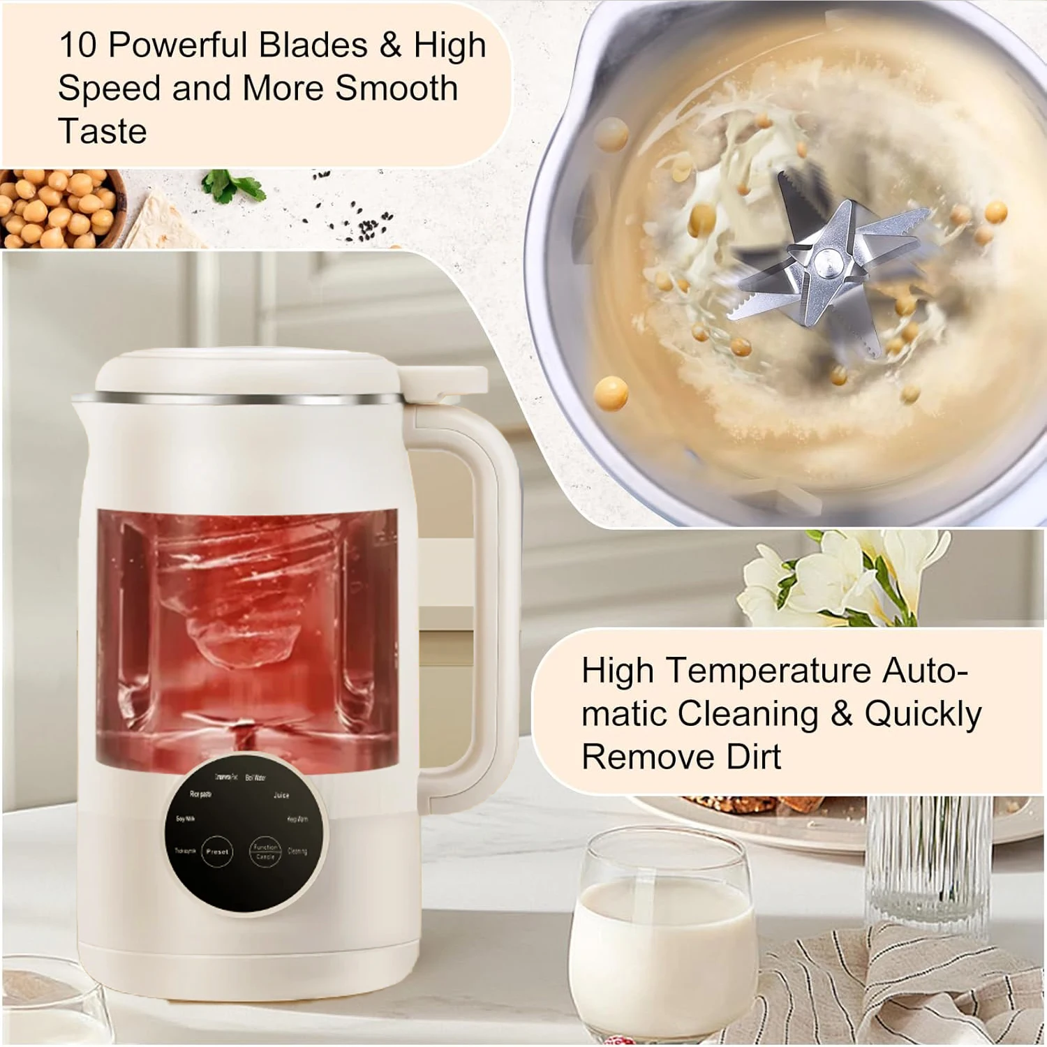 Electric Soybean Milk Machine Nut Milk Maker Automatic Intelligent Food Blender Soy Milk Baby Maker Rice Paste Maker Kettle