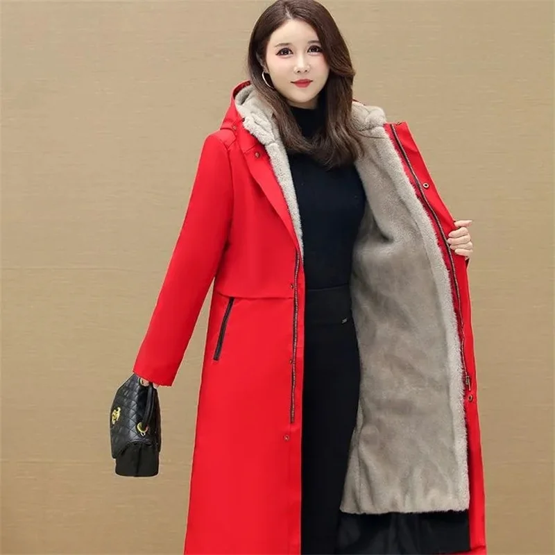 Women Winter Parkas Female High Quality Long Fur Coat Super Thicken Warm Fleece Jacket Removable Inner Plush Fur Overcoat 5XL