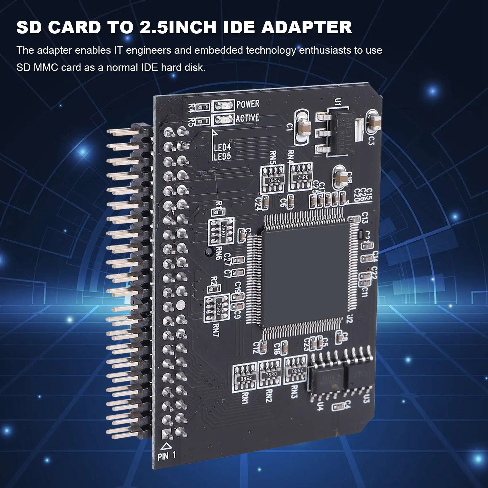 IDE SD Adapter SD To 2.5 IDE 44 Pin Adapter Card 44Pin Male Converter SDHC/SDXC/MMC Memory Card Converter for Laptop PC