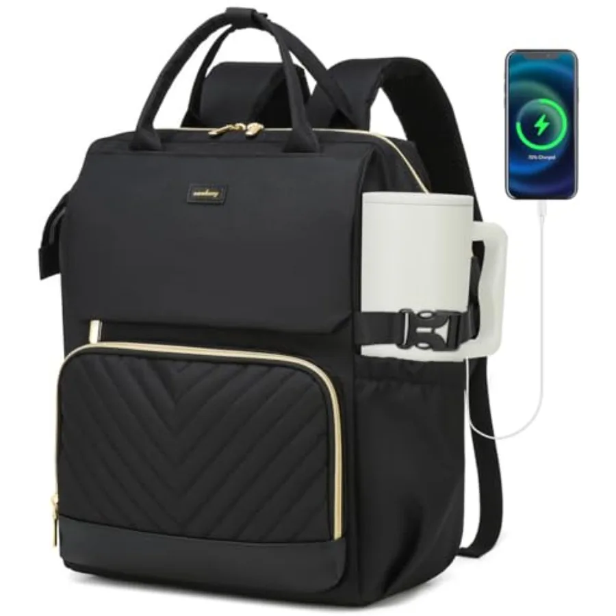 Laptop Backpack for Women College Bookbag School Backpack for High School Teen Girls Work Bags with Cup Holder and USB Charger