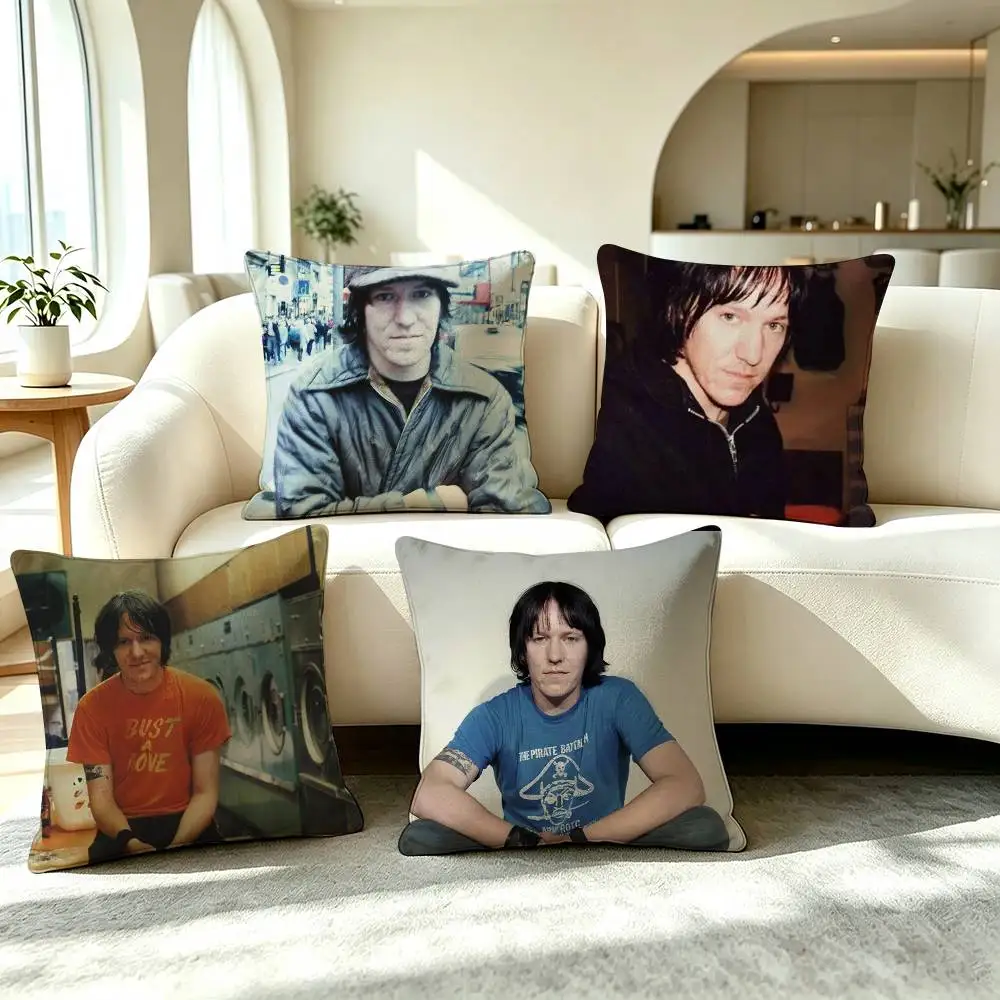 E-Elliott Smith Indie Folk Icon  Pillow Case Square Double-Sided Sofa Cushion Cover Bedroom Bedside Pillow