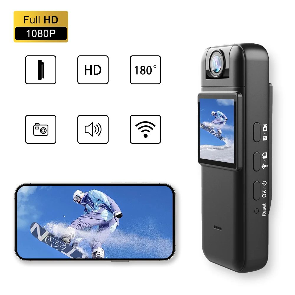 

Action Camera 1080p Sport Camera Body with Rotatable CMOS lens Wireless WiFi Hotspot Back Clip DV Recorder Camcorder Outdoor