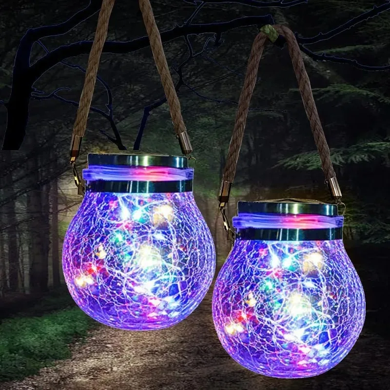 

Outdoor Solar Lantern,2Pack 30LED Christmas Hanging Lanterns Waterproof Solar Light for Backyard Fence Pathway Decor(Multicolor)