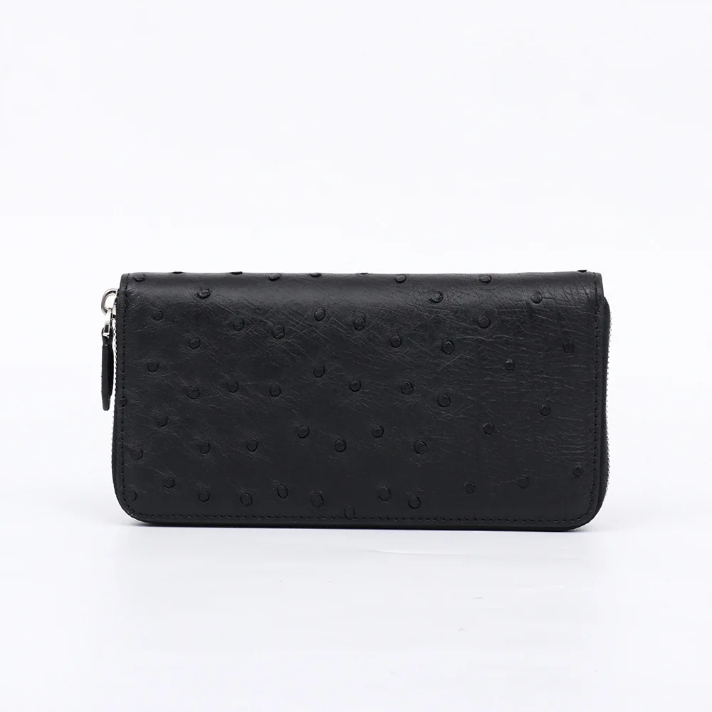 Ostrich Business Casual Long Genuine Leather Handbag Men Wallet Card Bag Men Wallets Men Wallet Long Zipper Leather Handbag Bag