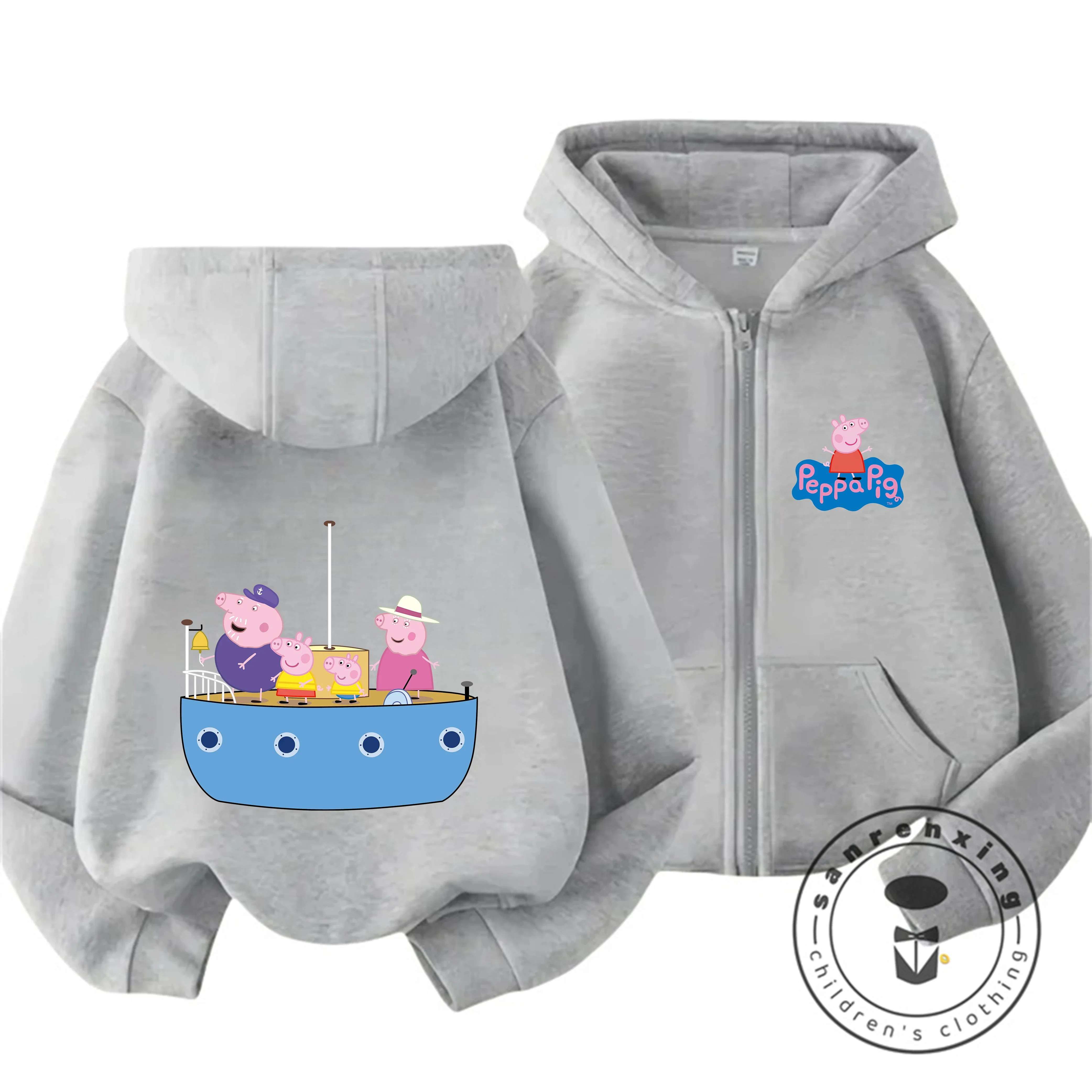 Fashion Hot Cartoon Zipper Hoodie Cute Casual Autumn Winter Hooded Kids Shirt Peppa Pig 3 14 Years