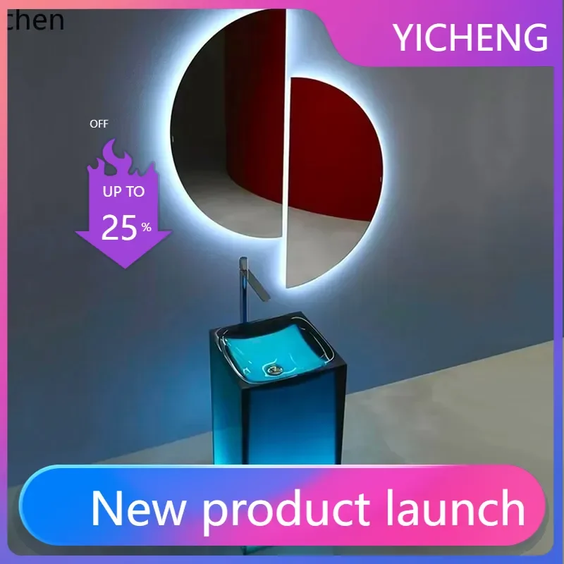 

LYY integrated floor-to-ceiling wash basin translucent artificial stone with face wash basin