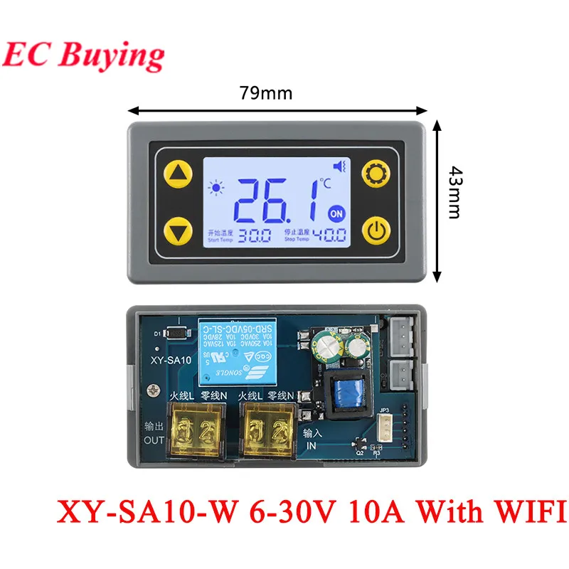 SA30 SA10 WIFI Remote Control Thermostat 6-30V 110-220V Digital Temperature Controller Module APP Temperature Collection Alarm