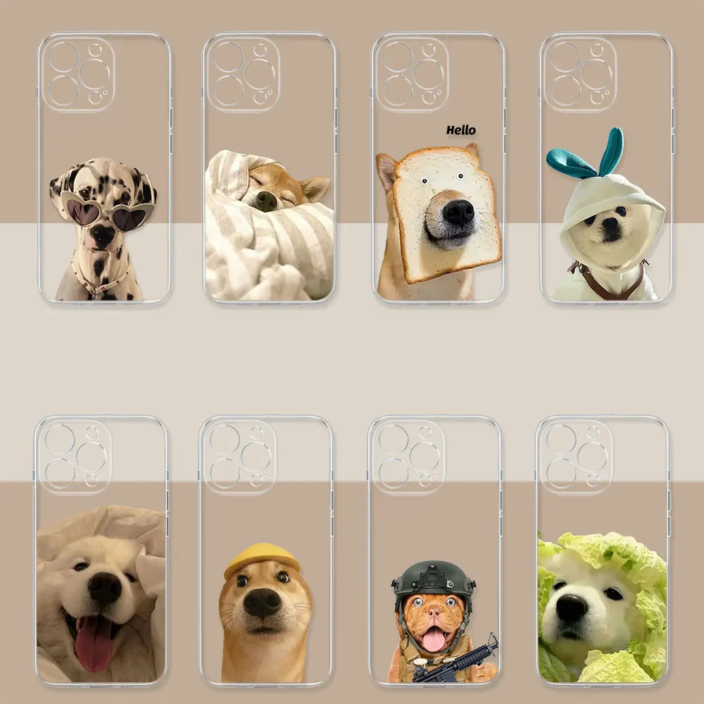 

Funny Dog Cute Animal Phone Case For Redmi Note 13 12 11 ProPlus 12S 11T 11S 10 10S 9 9S 9T 8 Pro Max 5G Case Transparent Cover