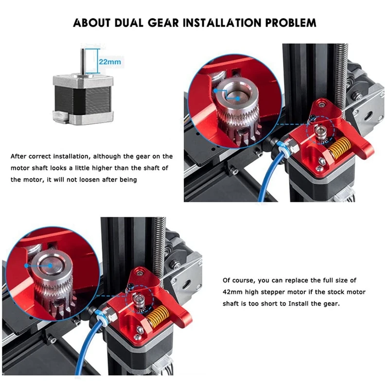 Dual Gear Extruder, Compatible With For Ender 3 CR10 CR-10 Pro CR-10S Tornado Aluminum Drive Feed, For 3D Printer