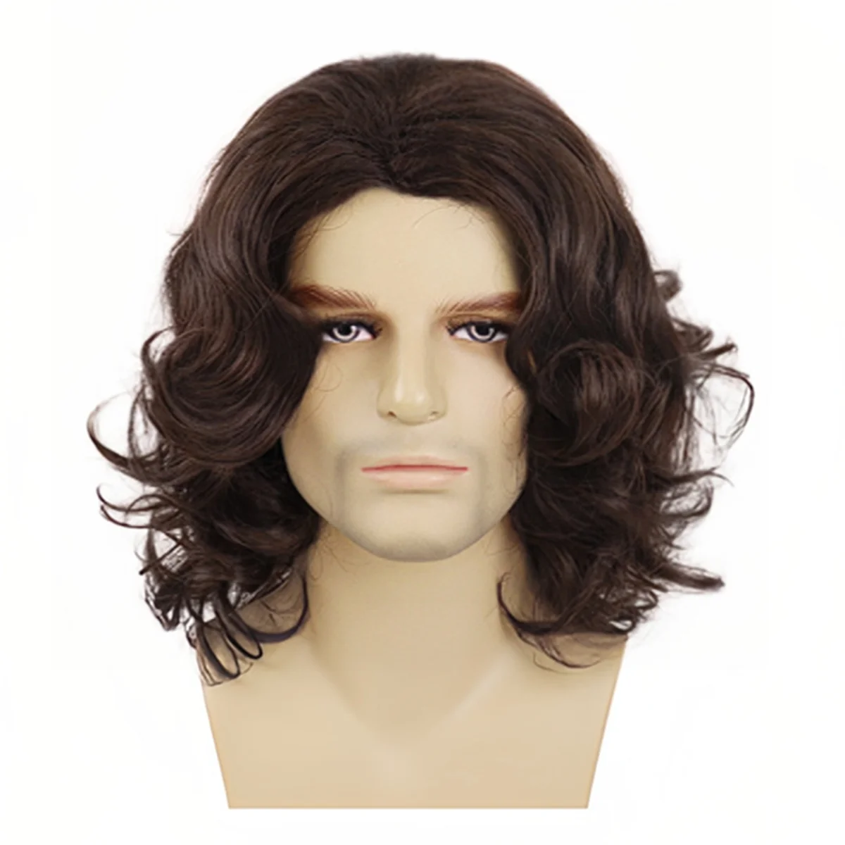 Men'S Short Curly Brown Wig Halloween Cosplay Wig Anime Costume Wig