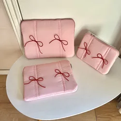 Cute Bow Laptop Sleeve For Macbook Air13.3 13.6 Pro14 15 Dell Samsung Huawei 15.6 16 Ipad 9.7-11 Inch Notebook Tablet Pouch
