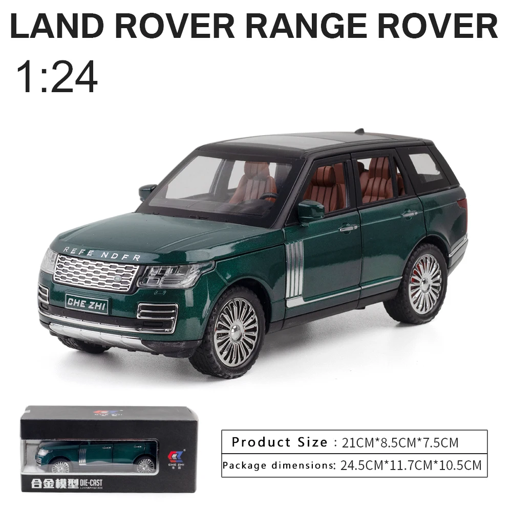 Modelo de coche Land Rover Range Rover Suv 1:24, simulación de sonido y luz, adornos de colección de coches de aleación, juguete para niños, regalos