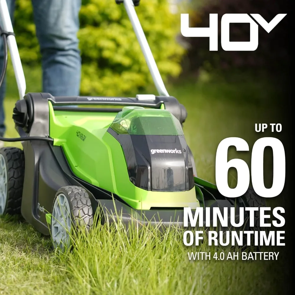 40V 17 inch Cordless Lawn Mower + Axial Leaf Blower with 4Ah Battery and Charger Combo Kit