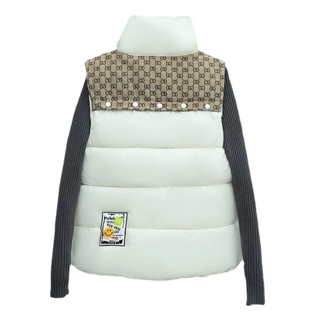

Women's Fashion down Cotton Vest Color Matched All-match Design Vertical Collar Warm Top for Casual Wear