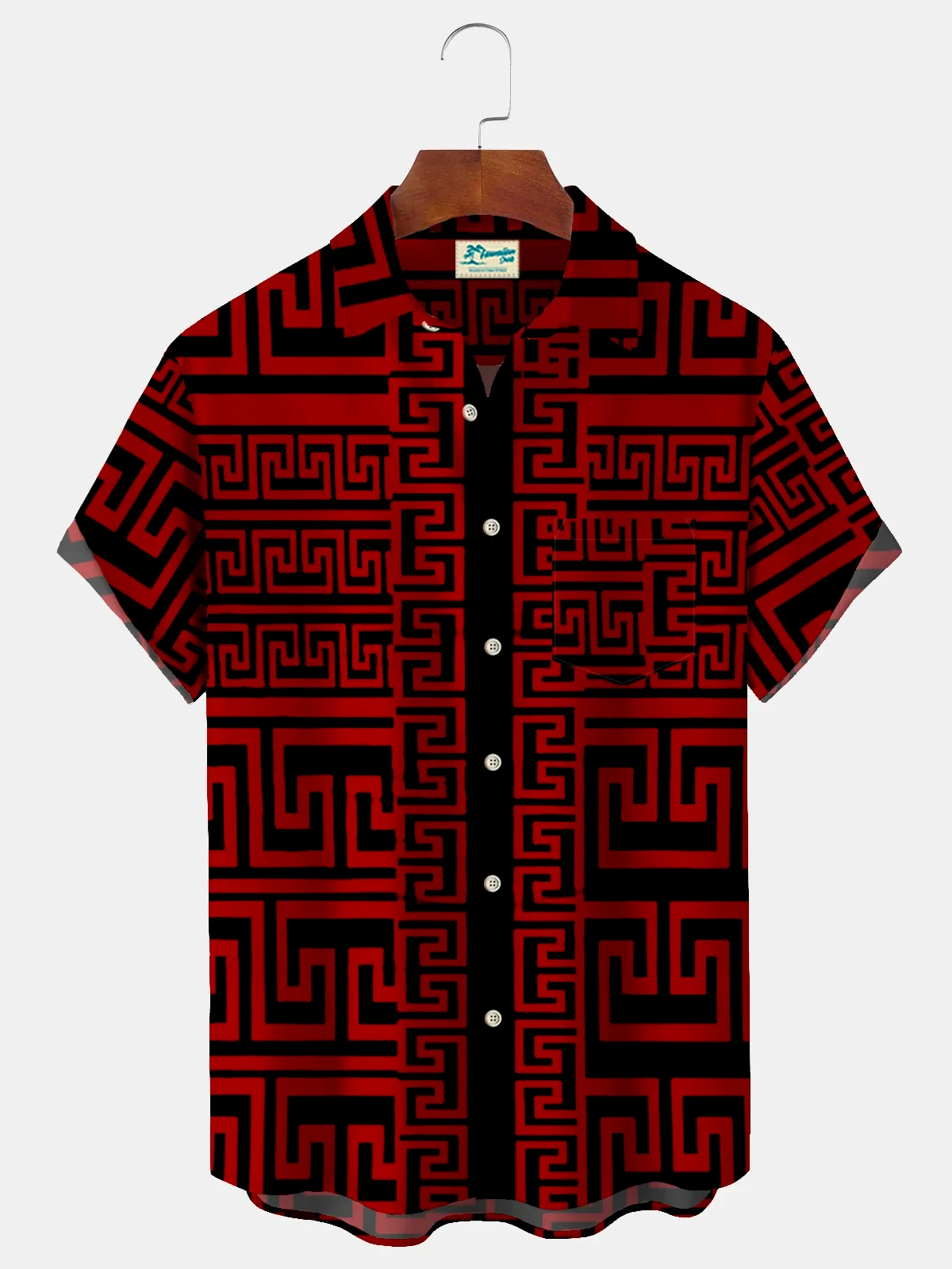 

Men's and women's short-sleeved vacation shirts summer casual fashion lapel short-sleeved shirts maze graphic print tops