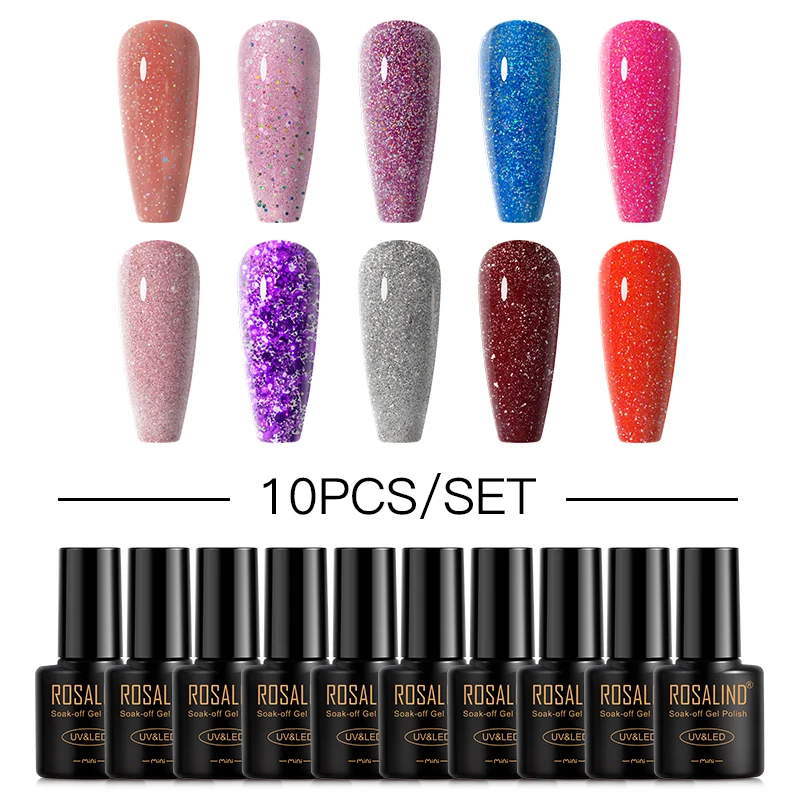 

ROSALIND Nail Gel Polish Set Nail Art Mini Stylish UV Gel Semi Permanent Base Matt Top Coat Nail Lacquers Kit 2/4/6/8/10pcs