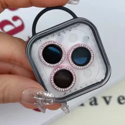 2-3Pcs Diamond Camera Lens Protector For IPhone 12 13 14 15 16 Pro Max Back Mini Cover Lens Ring Glass For IPhone 14 15 Plus Fil