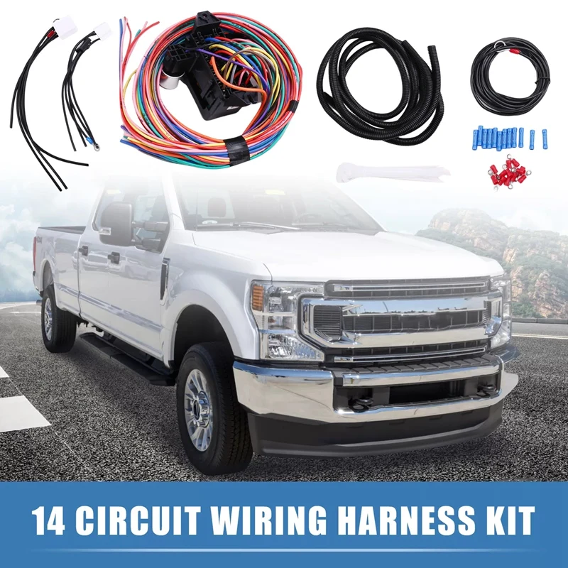 14 Circuit Wiring Harness Kit Car Modification Circuit For Chevy Ford Chrysler Mopar Muscle Car Electrical Wire Harness