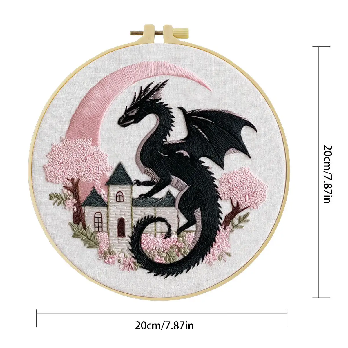 1 Stück 20X20CM/15X15CM 7,87/6,3 Zoll Drachen-Stickerei-Starter-Kit DIY-Kit DIY-Stickerei-Set Handarbeiten Heimdekoration Nadelkunst – Detail 3