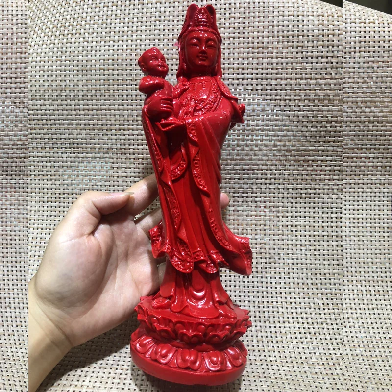 Red cinnabar, South China Sea Guanyin Bodhisattva Buddha statue, happy Guanyin Guanyin, giving birth to Guanyin Wangzi