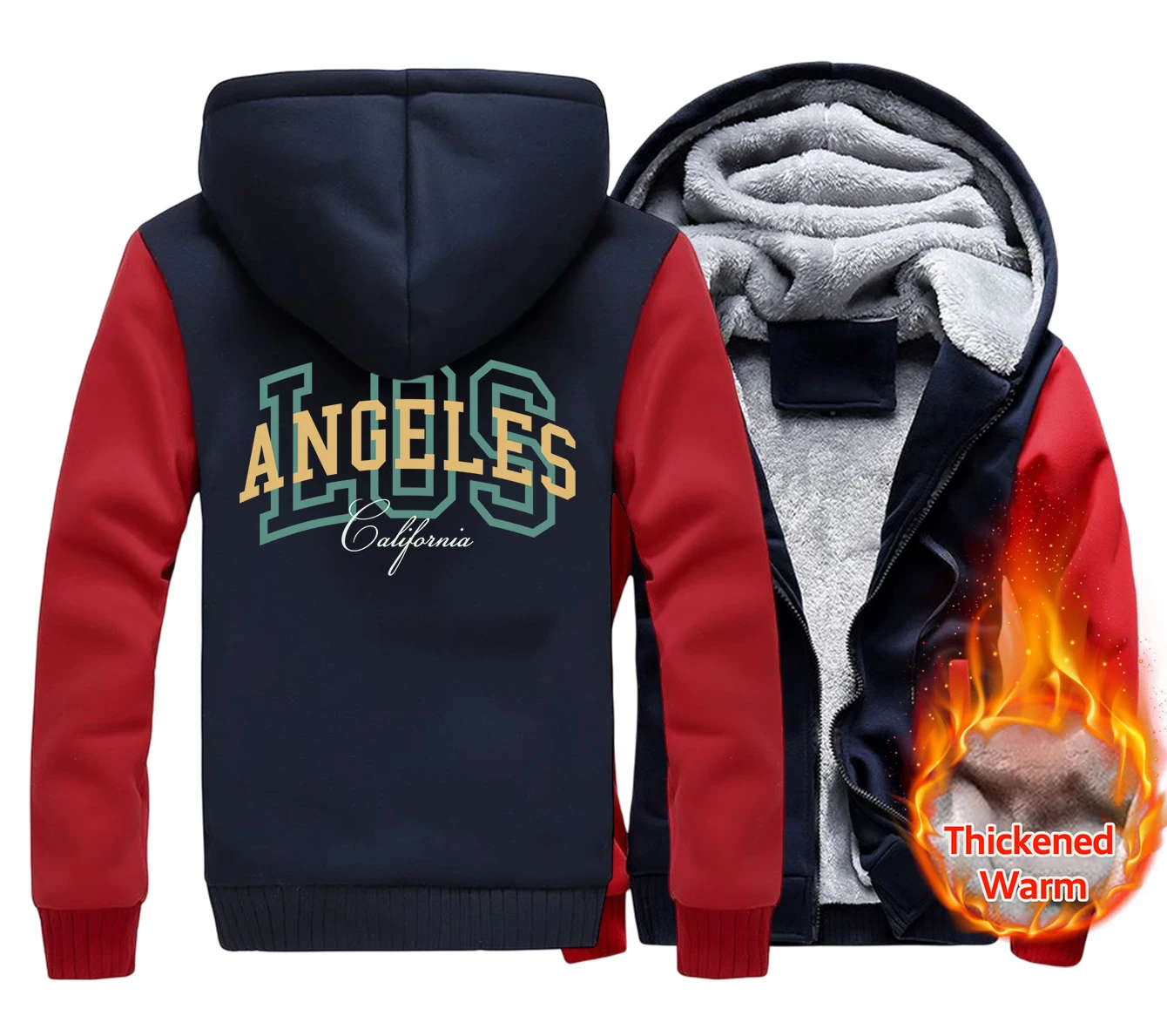 

Los Angeles Font Design Men Hooded Warm Zipper Simple Fleece Winter Hoodies Street Crewneck Hoodie Hipster Oversize Pullover
