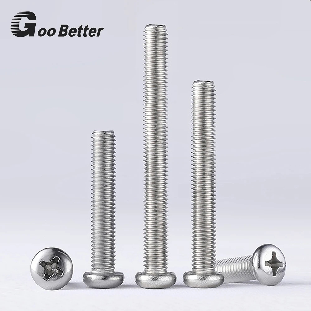 10/50/100Pcs M2.5 M3 Button Head Screw A2 304 Stainless Steel Round Phillips Mini Screws Length 3mm-80mm