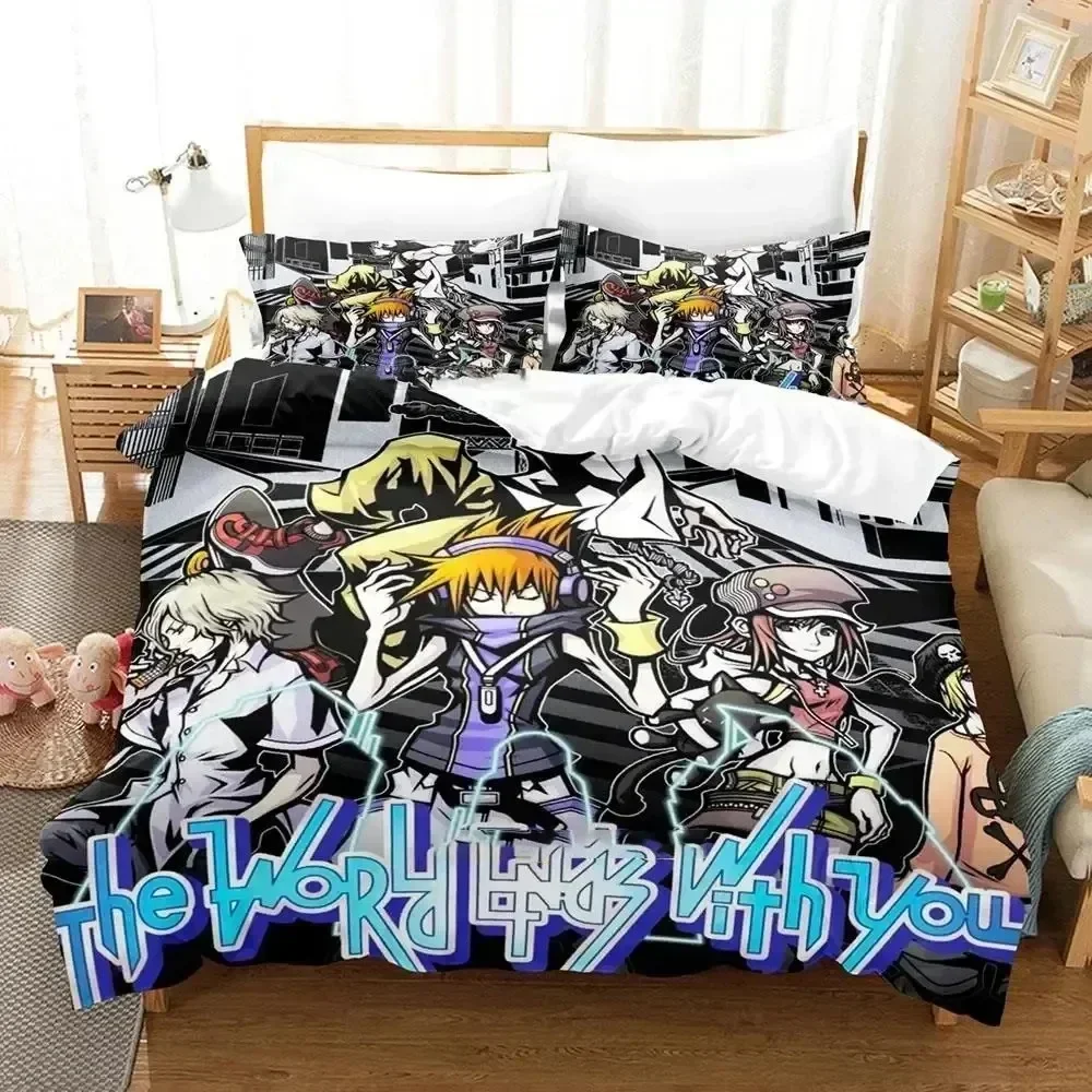 2025 Luxury New 3D Print Game The World Ends With You Bedding Set Boys Girls Twin Queen Sakuraba Neku Duvet Cover Kids Adult 3