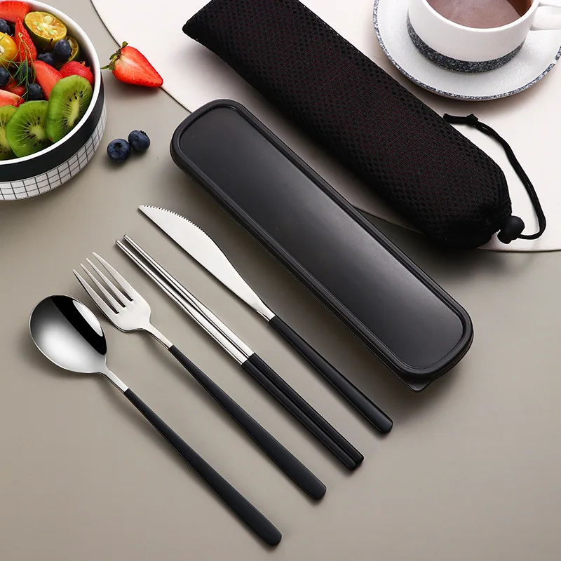 

304 Tableware Set Portable Cutlery Set Dinnerware Set High Quality Stainless Steel Knife Fork Spoon Travel Flatware with Box