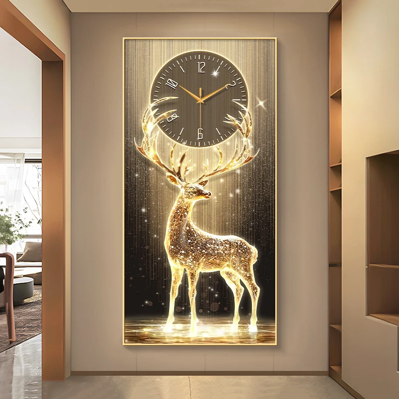 Fulu Wealth Creation Entrance Decoration Painting Clock Hanging Painting Creative Clock Wall Lamp Painting