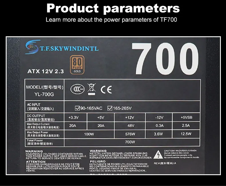 700w Vollständig Modulare ATX Gaming Netzteil-80Plus Gold Zertifiziert-Ideal für High-Performance Gaming desktops – Detail 14