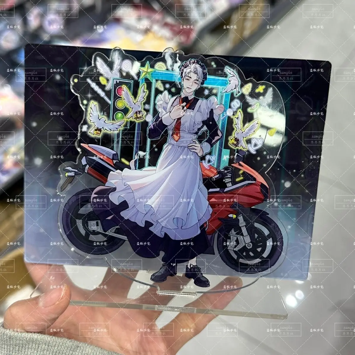 

Игра Love and Deepspace Косплей Силус Горничная Двойная вставка Вертикальная карта Акриловая стоячая тарелка Орнамент Сувенирный подарок