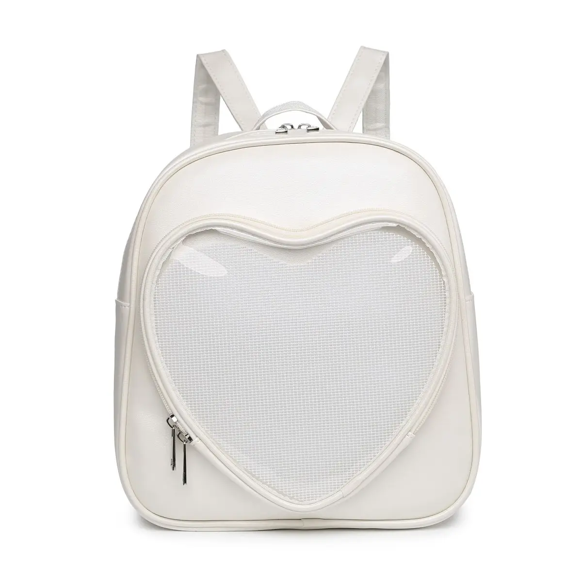 JIAERDI Japanese Heart Transparent Backpack Women Harajuku Jk Large Capacity Kawaii Lolita Bag Ladies Sweet Cute White Backpacks