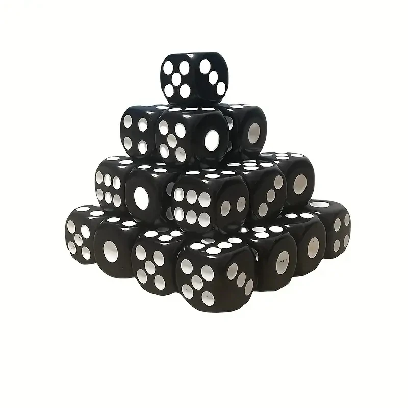 100 Pçs/set 14mm/0.55 polegadas ou 16mm/0.63 polegadas Preto Acrílico Dados Jogo de Tabuleiro Festa Bar de Entretenimento